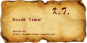 Kozák Timur névjegykártya